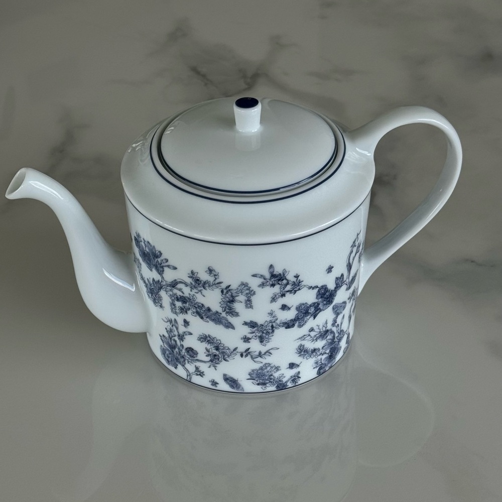 Dior White Porcelain Teapot with Blue Floral Motif